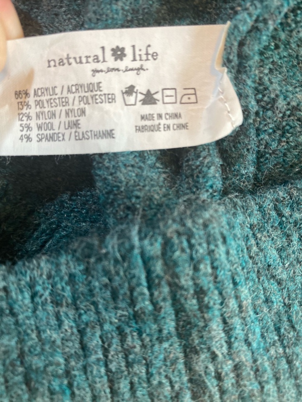 NATURAL LIFE Knit Intarsia Flower Crewneck Wool Blend Seafoam Sweater Size XL - Picture 8 of 8